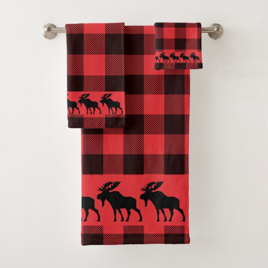 Rustic Walking Moose Buffalo Pset Bad Handdoek (Insitu)