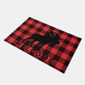 Rustic Walking Moose Red Black Pset Welkom Deurmat (Schuin)