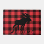 Rustic Walking Moose Red Black Pset Welkom Deurmat (Voorkant)