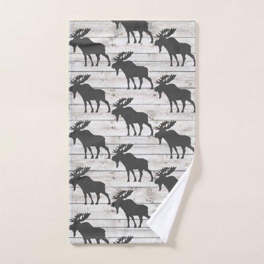 Rustic Walking Moose Shiplap Wood Bad Handdoek (Handdoek)