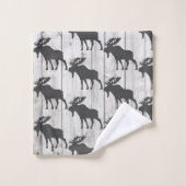 Rustic Walking Moose Shiplap Wood Bad Handdoek (Wasdoekje)