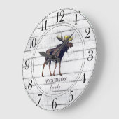 Rustic Walking Moose Wood Familienaam Grote Klok (Hoek)