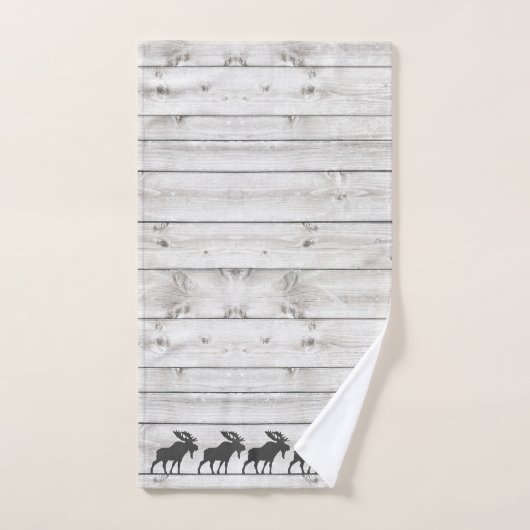 Rustic Walking Moose Wood Pattern Bad Handdoek (Handdoek)