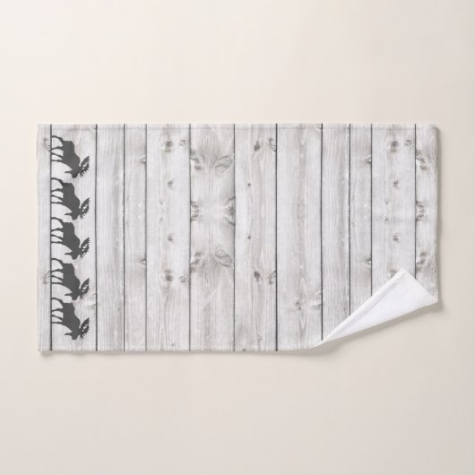 Rustic Walking Moose Wood Pattern Bad Handdoek (Handdoek)