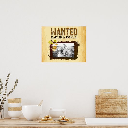 Rustic WANTED Foto 🤠 Westerne bruiloft Poster (Keuken)