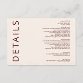 Rustic Warm Burgundy Modern minimalistisch huwelij Informatiekaartje (Voorkant)