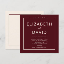 Rustic Warm Burgundy Modern minimalistisch huwelij Kaart