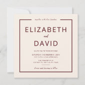 Rustic Warm Burgundy Modern minimalistisch huwelij Kaart (Voorkant)