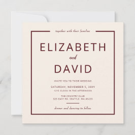 Rustic Warm Burgundy Modern minimalistisch huwelij Kaart