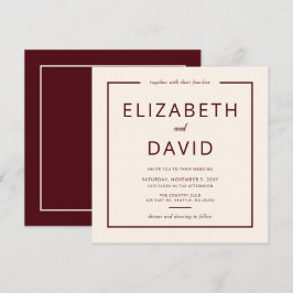 Rustic Warm Burgundy Modern minimalistisch huwelij Kaart