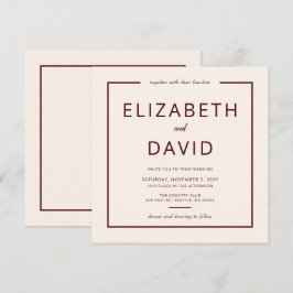 Rustic Warm Burgundy Modern minimalistisch huwelij Kaart