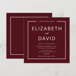 Rustic Warm Burgundy Modern minimalistisch huwelij Kaart