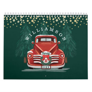 Rustic Warm  Red Truck Family Foto Kalender