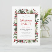 Rustic Warm Red Winter Holiday Party Kaart (Staand voorkant)
