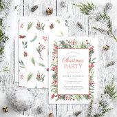 Rustic Warm Red Winter Holiday Party Kaart