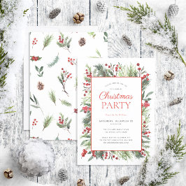Rustic Warm Red Winter Holiday Party Kaart