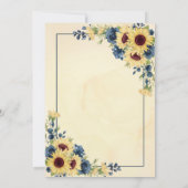 Rustic Warm Sunflower Navy Blue Floral Wedding Kaart (Achterkant)