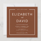 Rustic Warm Terracotta Modern Minimalist Wedding Kaart (Voorkant)