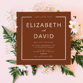 Rustic Warm Terracotta Modern Minimalist Wedding Kaart