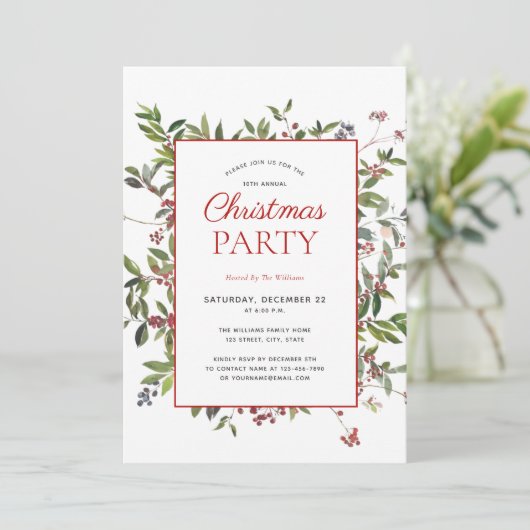 Rustic Warm Winter Berry Holiday Kaart (Staand voorkant)