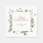 Rustic Warm Winter Berry Merry Kerstmis Servet (Voorkant)