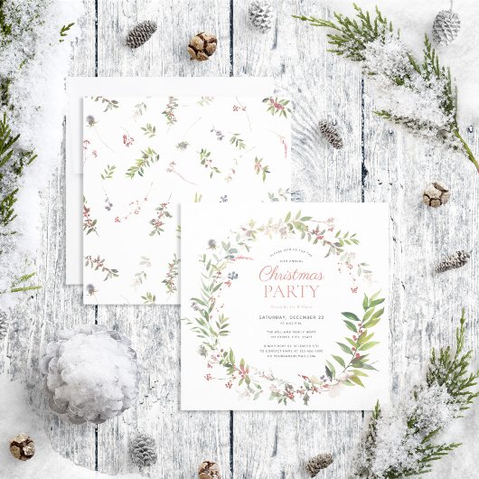 Rustic Warm Winter Berry Wreath kerstparty Kaart