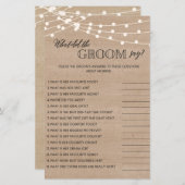 Rustic wat groom vrijgezellenfeest game zei (Voorkant / Achterkant)