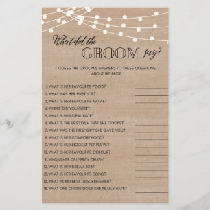Rustic wat groom vrijgezellenfeest game zei