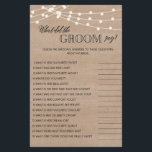 Rustic wat groom zei: vrijgezellenfeest game flyer<br><div class="desc">Geniet van je vrijgezellenfeest met deze eenvoudige en leuke games. Bekijk ons collectie voor meer vrijgezellenfeest games in dezelfde stijl. Let erop dat deze games niet bewerkbaar zijn.</div>