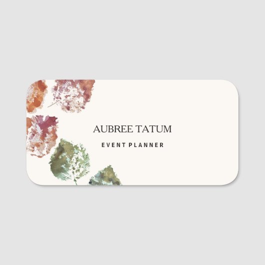 Rustic Watercolor Art Falling Leaves Autumn Naamplaatje (Voorkant)