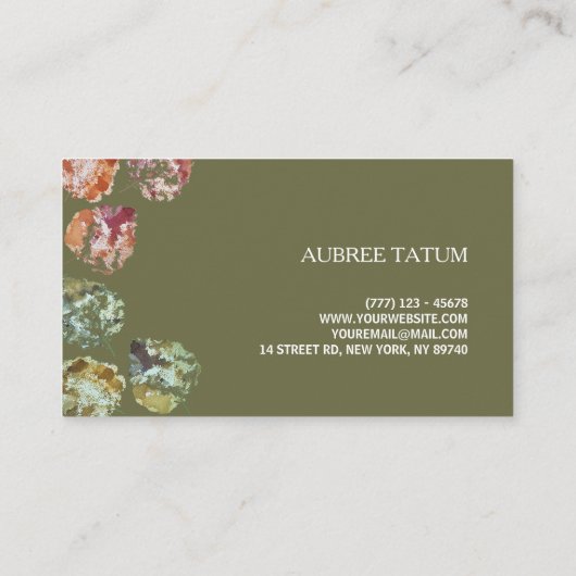 Rustic Watercolor Art Falling Leaves Autumn Visitekaartje (Achterkant)