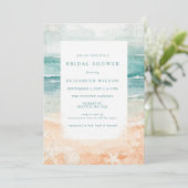 Rustic Watercolor Beach Bridal Shower Kaart (Staand voorkant)