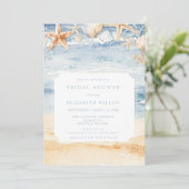 Rustic Watercolor Beach Bridal Shower Kaart (Staand voorkant)