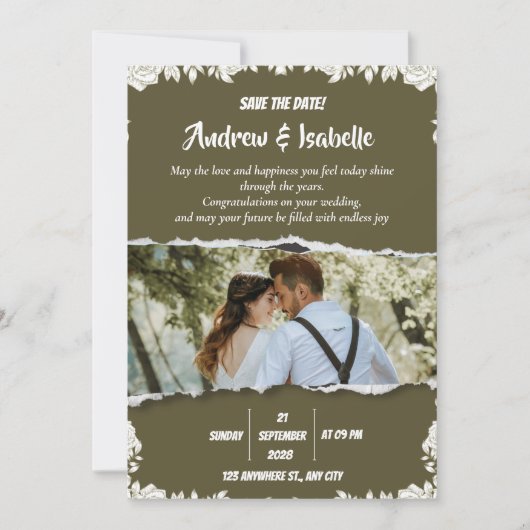 Rustic Watercolor Berg Save the Date (Voorkant)