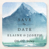Rustic Watercolor Bergen Meer Save The Date Kartonnen Onderzetters (Voorkant)