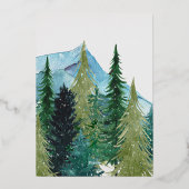 Rustic Watercolor Bergen Pijnboom Save The Date Folie Uitnodiging (Achterkant)