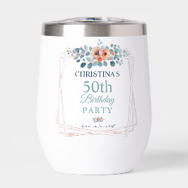 Rustic Watercolor Blue Floral 50th Birthday Party
