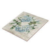 Rustic Watercolor Blue Hydrangea Tulips Wreath Tegeltje (Zijkant)
