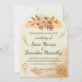 Rustic Watercolor Bohemian Wedding Card Kaart