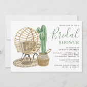 Rustic Watercolor Boho Cactus Bruidsuitnodiging Kaart (Voorkant)