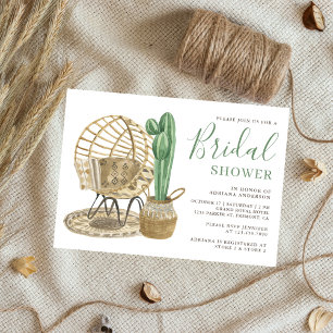 Rustic Watercolor Boho Cactus Bruidsuitnodiging Kaart
