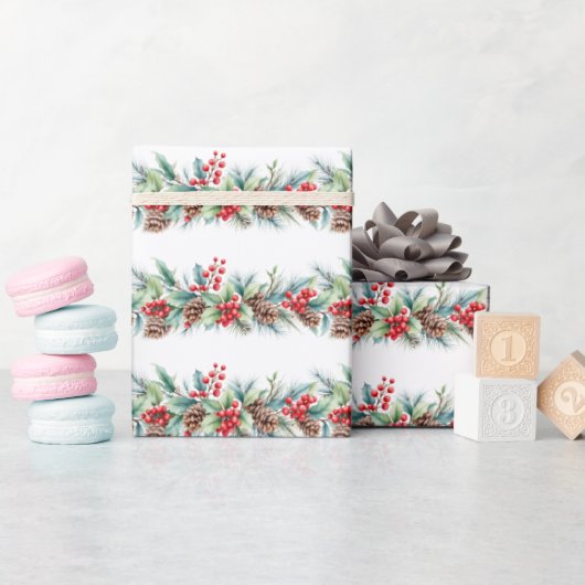 Rustic Watercolor Border Cadeaupapier (Baby Shower)