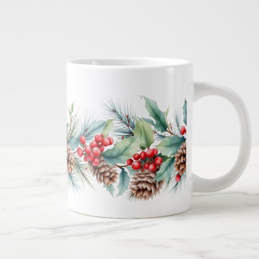 Rustic Watercolor Border Grote Koffiekop (Rechts)