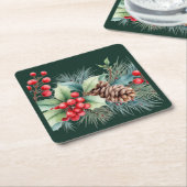 Rustic Watercolor Border Kartonnen Onderzetters (Schuin)