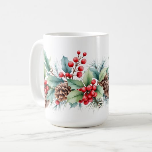 Rustic Watercolor Border Koffiemok (Voorkant links)