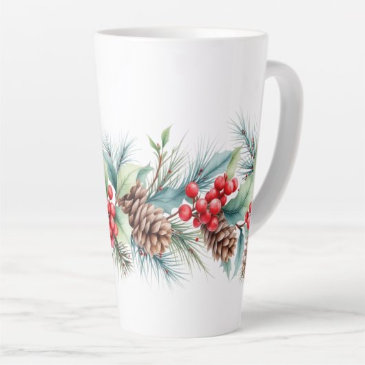 Rustic Watercolor Border Latte Mok (Rechterhoek)