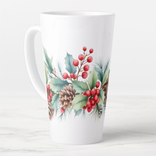 Rustic Watercolor Border Latte Mok (Linkerhoek)