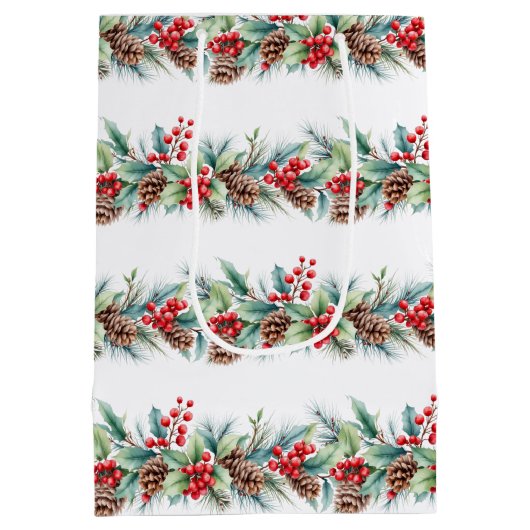 Rustic Watercolor Border Medium Cadeauzakje (Achterkant)