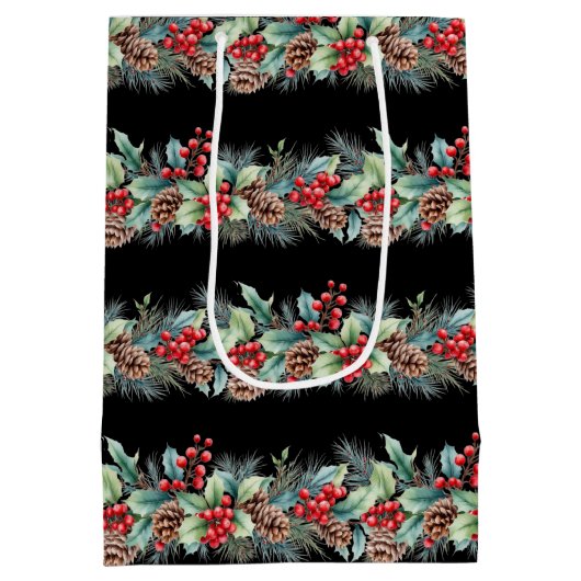 Rustic Watercolor Border Medium Cadeauzakje (Achterkant)