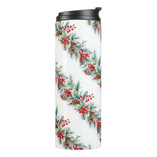 Rustic Watercolor Border Thermosbeker (Gedraaid links)